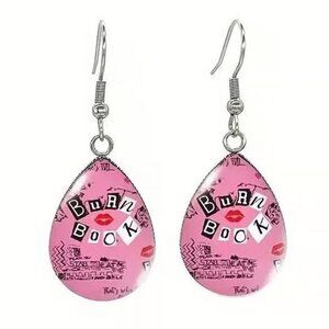 SIlver BURN BOOK Mean Girls Dangle Earrings